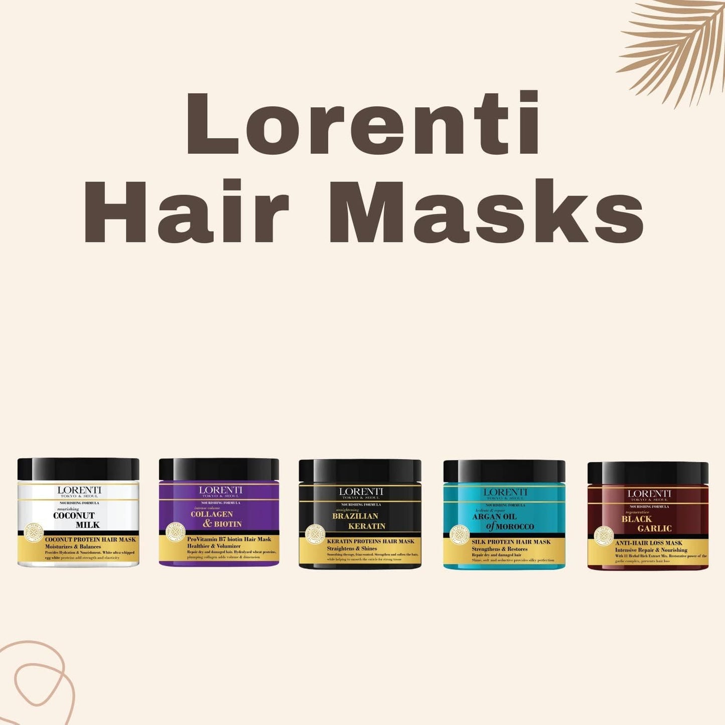 Lorenti Deep Conditioning Hair Mask 500 ml | For Dry, Damaged, Dense & Frizzed Hair | Contains Vitamin B7 & Proteins to Balance & Moisturize Hair | 16.9 Fl Oz (Black Garlic)