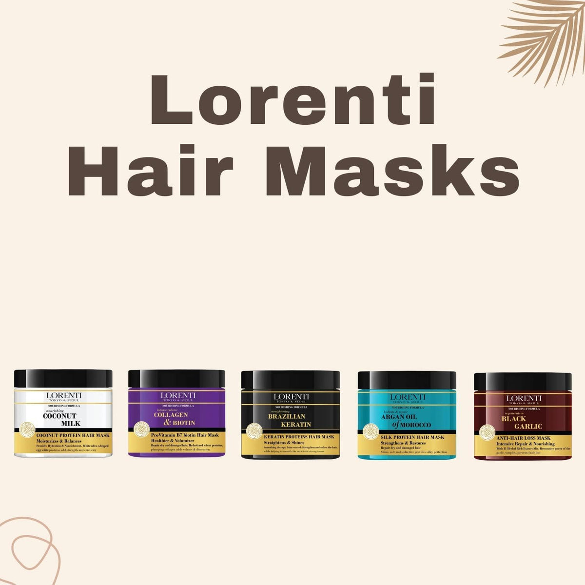 LORENTI TOKYO & SEOUL Lorenti Deep Conditioning Hair Mask 500 ml | For Dry, Damaged, Dense & Frizzed Hair | Contains Vitamin B7 & Proteins to Balance & Moisturize Hair | 16.9 Fl Oz (Black Garlic)