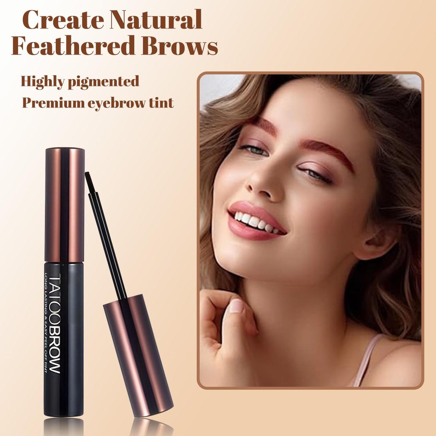 Generic Semi-Permanent Tattoo Brow Gel – Waterproof Peel-Off Eyebrow Tint for Defined, Natural-Looking Brows, Lasts Up to 3 Days(Gray Brown)