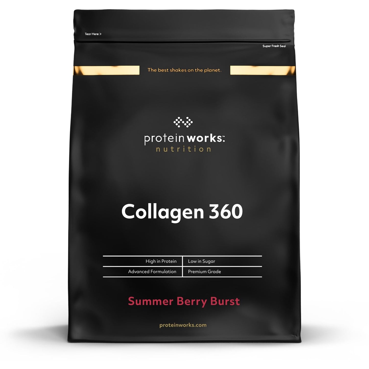 Protein Works - Collagen 360, Powder Supplement, Type I & III, High Protein, Summer Berry Burst, 480g, 32 Servings