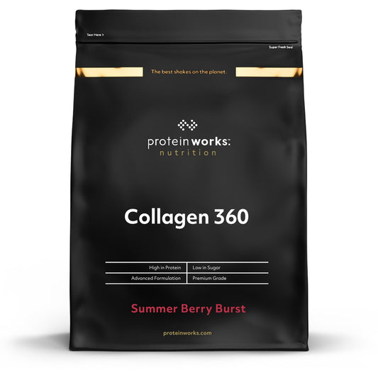 Protein Works - Collagen 360, Powder Supplement, Type I & III, High Protein, Summer Berry Burst, 480g, 32 Servings