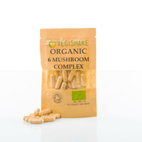 vegishake Organic 6 Mushroom Complex Extracts - Chaga Cordyceps Shiitake Reishi Lions Mane Maitake (60 Capsules)
