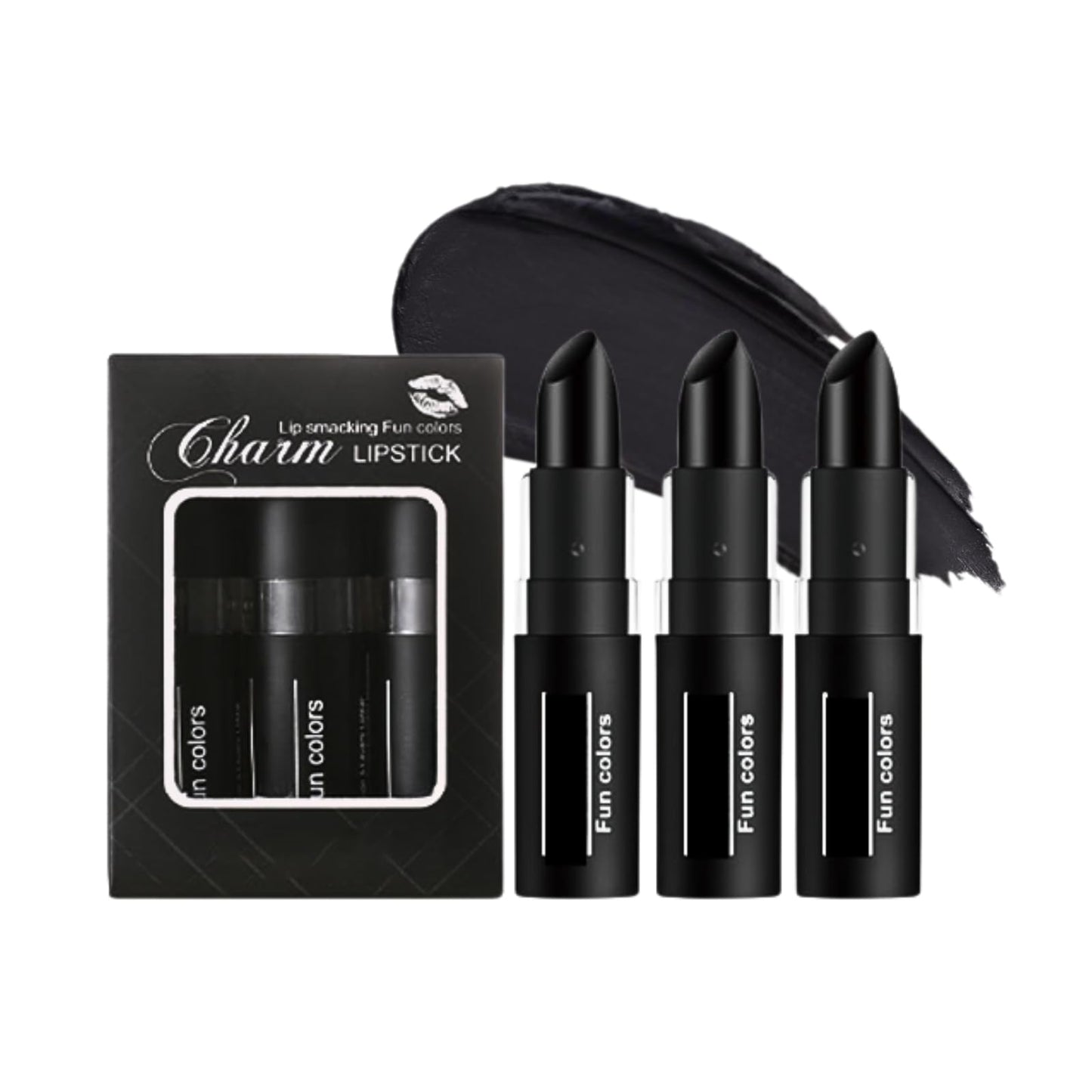 SHEBEEDO 3PCS Black Face Paint Stick, Sweat Proof & Water-Resistant Body Paint,Easy to Color Halloween Long-Lasting Black Lipstick, Ideal for Sports & Makeup with Face Paint Sticks