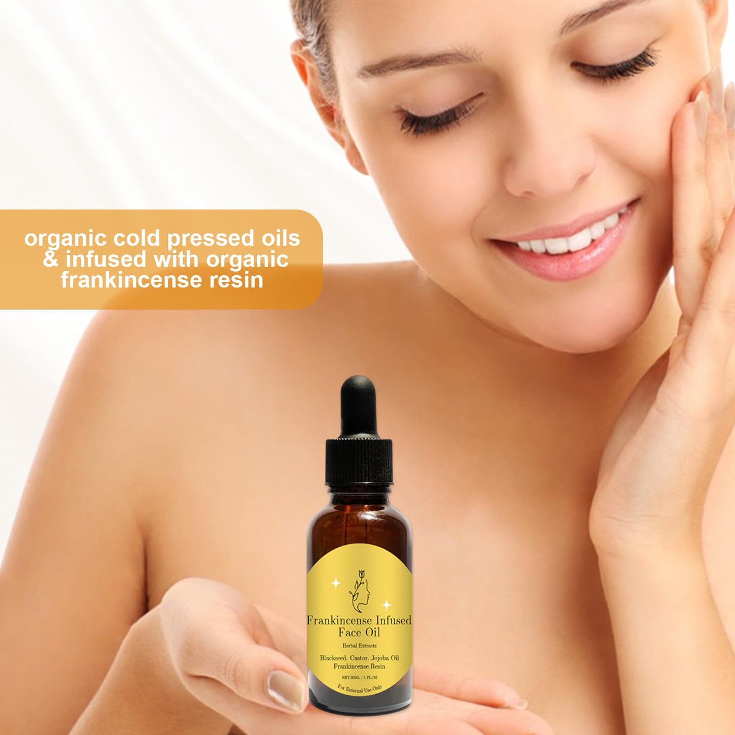 Frankincense Resin Oil For Face,Organic Castor & Jojoba Oils,Frankincense Resin Infused Oil for Anti-Aging Miracle Facial Moisturizer, Cold Pressed Serum Natural Skincare Hydrates (2PC, 30ml)