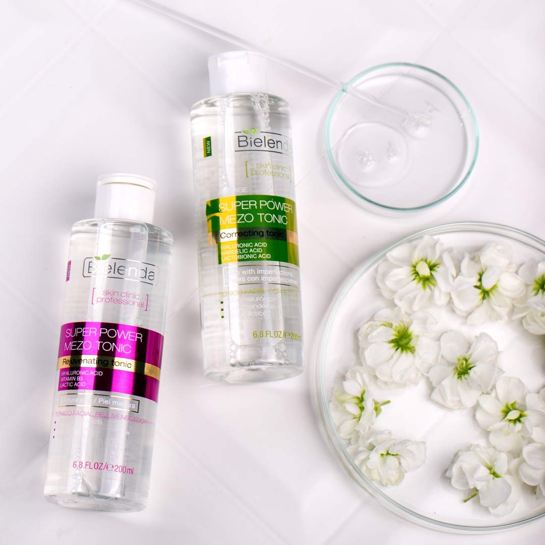 Bielenda Skin Clinic - Face Tonic - Effectively Cleanses The Skin - Reduce Pores Enhance Skin Shine Lightens Discolorations - Skin Clinic Professional with Mandelic and Lactobionic Acid - 200 ml