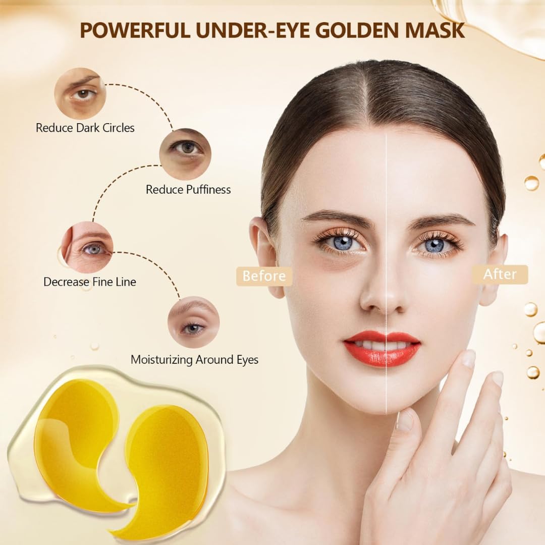 OVALA 24k Gold Under Eye Patches - 60 Pcs Eye Mask Pure Gold Anti-Aging Collagen Hyaluronic Acid Under Eye Mask for Removing Dark Circles, Puffiness & Wrinkles Refresh Your Skin