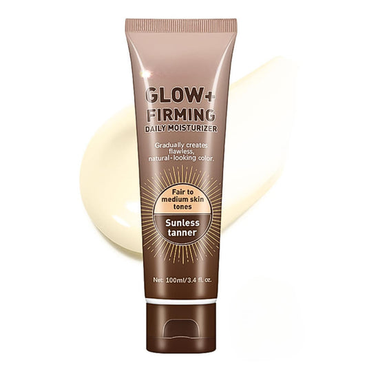 Sunless Self-Tanner, Glow + Firming Tanning Lotion for Face/Body, Medium to Dark Gradual Tanning Lotion, Self-Tan for Natural-Looking Color, Non‑Greasy