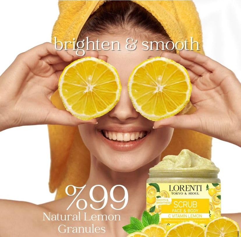 Lorenti Lemon Scrub 500 ML Face & Body | Firming & Radiant Supports Collagen Production Anti Aging and Wrinkle