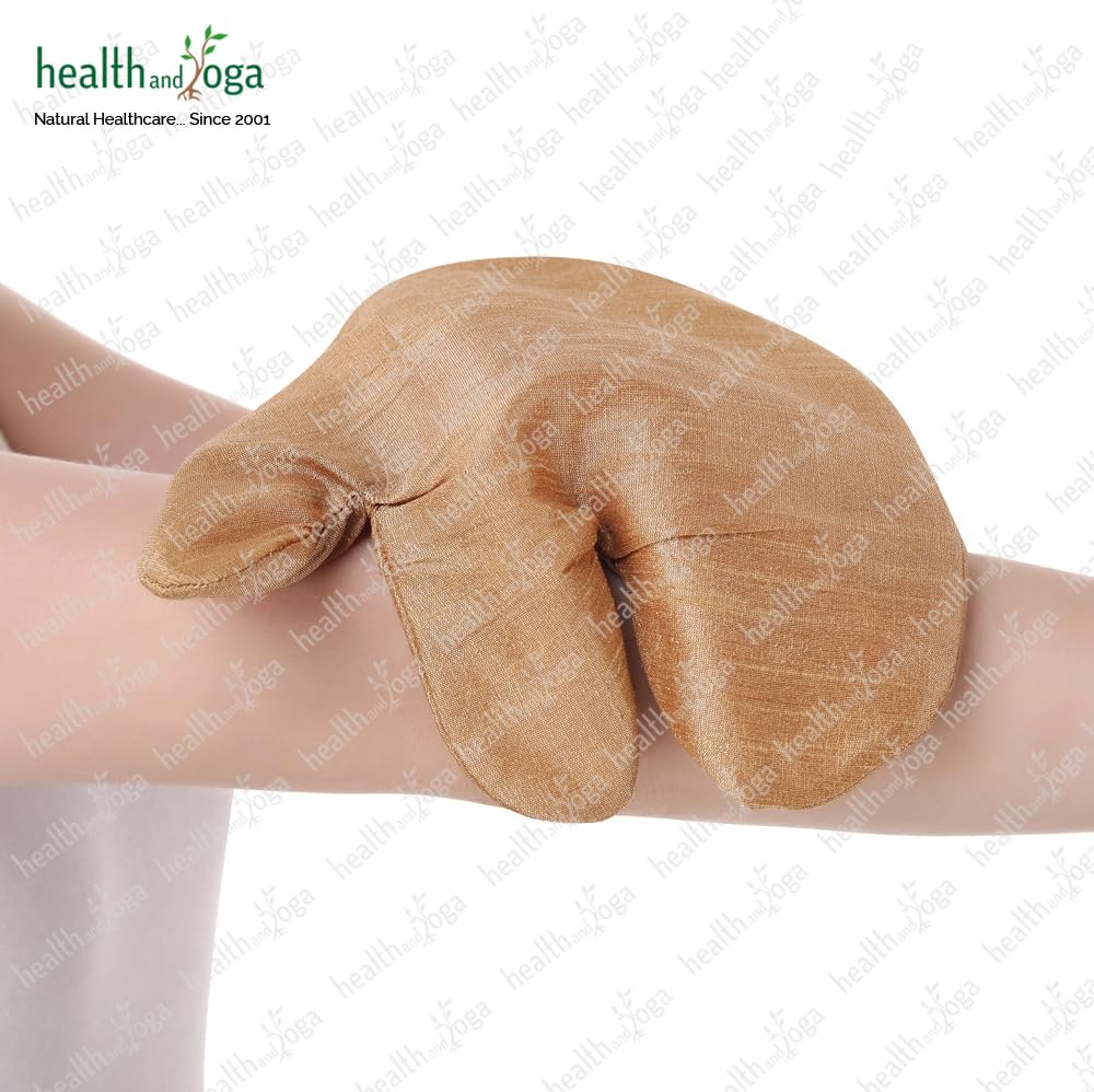 SoulGenie Silk Garshana Ayurvedic Massage Gloves - Electro Static Lymph Circulation Boost - 100% Natural Dry Skin Brushing and Exfoliation and Excess Fat Treatment - Mitt Style 1 Pair