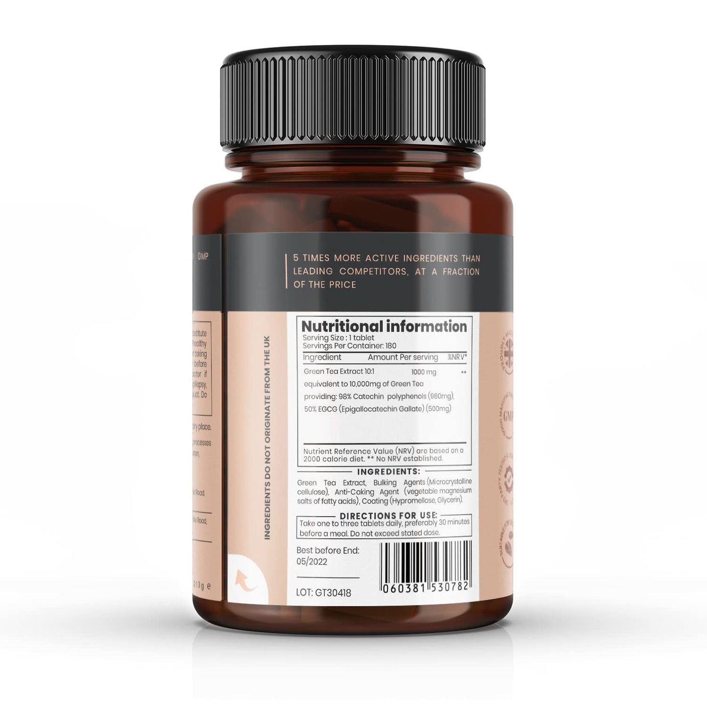 Pureclinica Concentrated Green Tea 10,000mg x 180 Tablets - 6 Months Supply