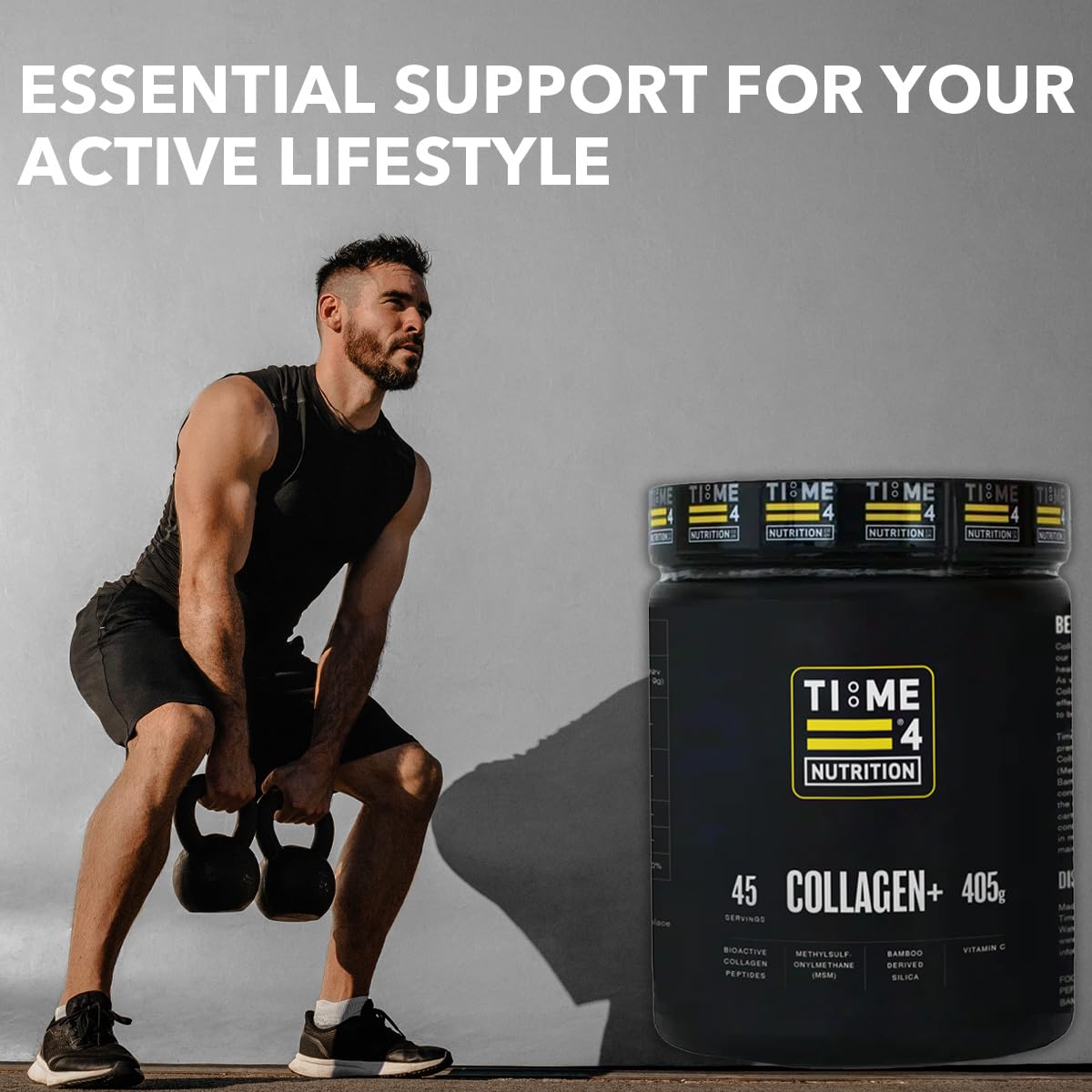 Time 4 Nutrition Time 4 Collagen + 45 Servings – Pure Hydrolysed Collagen Powder for Women & Men, MSM, Silica from Bamboo & Vitamin C – Collagen Protein Powder for Joint Care, Bones, Hair, Nails, Skin & Wrinkles