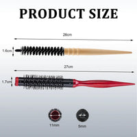 Katslyn 2PCS Small Round Hair Brush,Small Round Brushes for Blow Drying,Portable Thin Hair Brush,Natural Wood Handle,Anti-static,for Men Women Straightening,Curling,Short Hair,Thin Hair