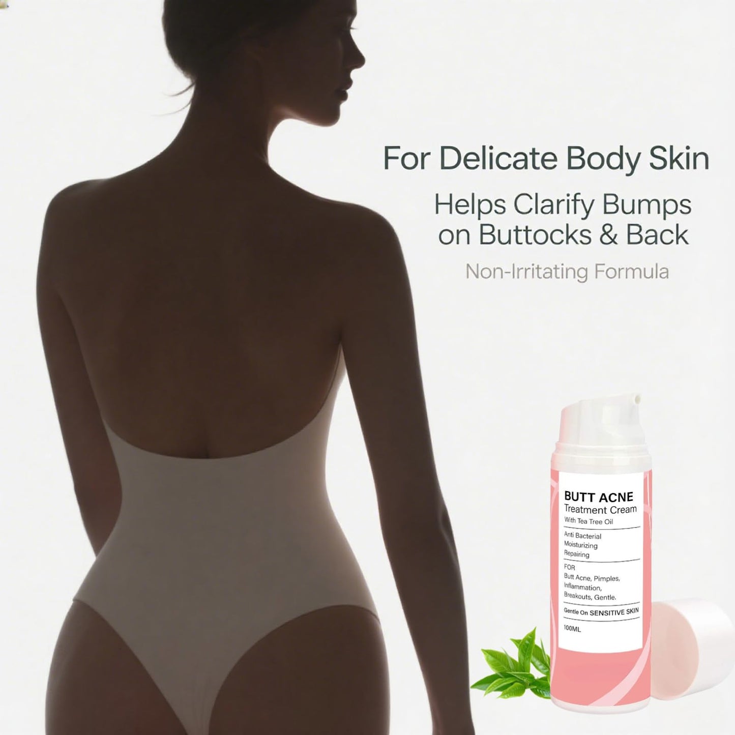 Butt Acne Cream 100ml, Butt Acne Treatment for Women with Tea Tree Oil, Body Acne Lotion for Back and Thighs, Acne Scar Cream and Pimple Spot Treatment for Smooth Clear Skin