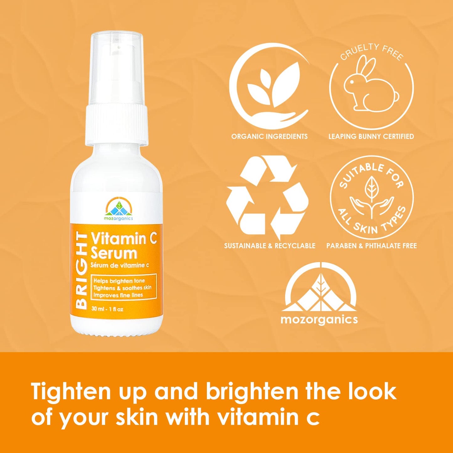 My Organic Zone Vitamin C Serum + Hyaluronic Acid and Vitamin E, Anti Aging and Anti Wrinkle Serum for Face and Skin, Skin Tightening and Bleaching (2fl.oz/60ml)