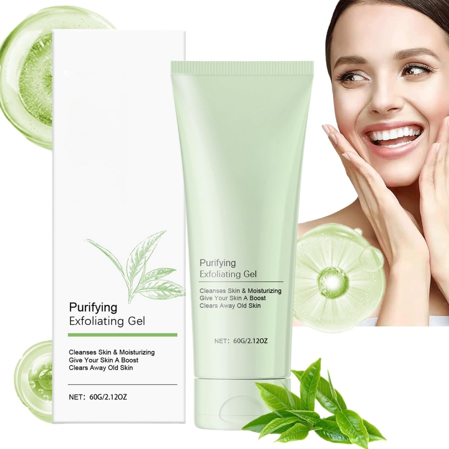 Oumun Purifying Exfoliating Gel,Face Exfoliating Scrub,Exfoliating Scrub Gel,Purifying Enzymes Exfoliating Gel,Face Scrub,Face Exfoliator,Exfoliating Face Wash,Face Scrub Exfoliator,Facial Scrub Exfoliator