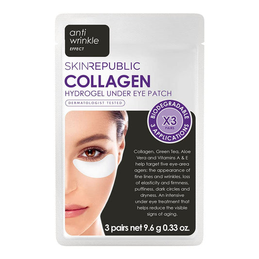 Skin Republic Collagen Eye Patches, For Younger Looking Eyes, Helps with Fine Lines and Wrinkles, Reduces Dark Cirlces, Pack of 3