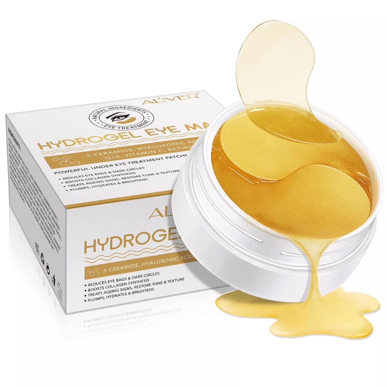 Generic Hydrogel Collagen Under Eye Masks, Under Eye Patches for Dark Circles & Bags, 24K Gold Cooling Gel Pads, Fine Wrinkles, Hydrating, Deep Moisturizing Improves Elasticity, 60 PCS