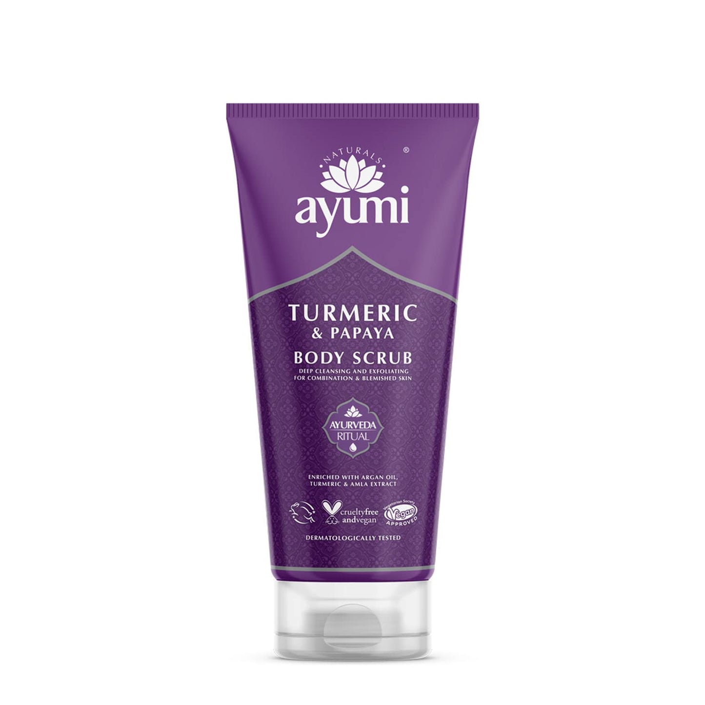 Ayumi Turmeric & Papaya Body Scrub, With Ground Olive Stones & Crushed Pumice Stone to Buff Away Dead Skin Cells, For Smooth & Radiant Skin 1 x 200ml