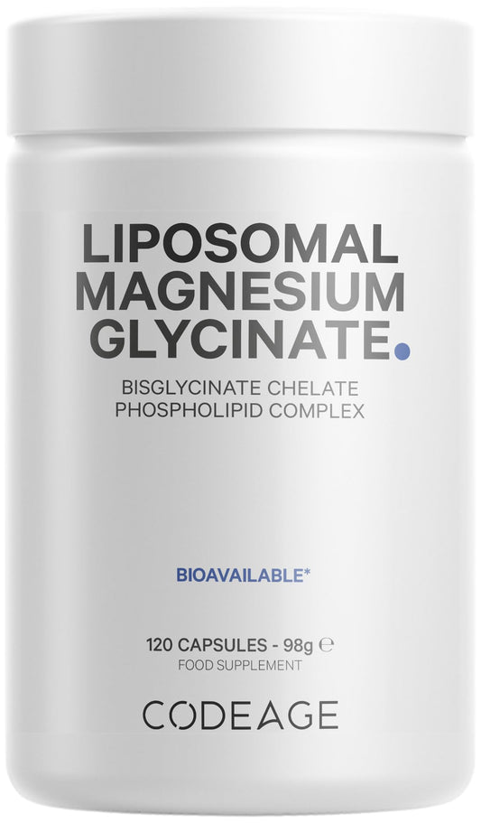 Codeage Liposomal Magnesium Glycinate Supplement, 4-Month Supply, Bisglycinate Magnesium Chelate, Chelated Magnesium Mineral Capsules, Bioavailable Non-GMO Vegan Gluten-Free, 120 Capsules