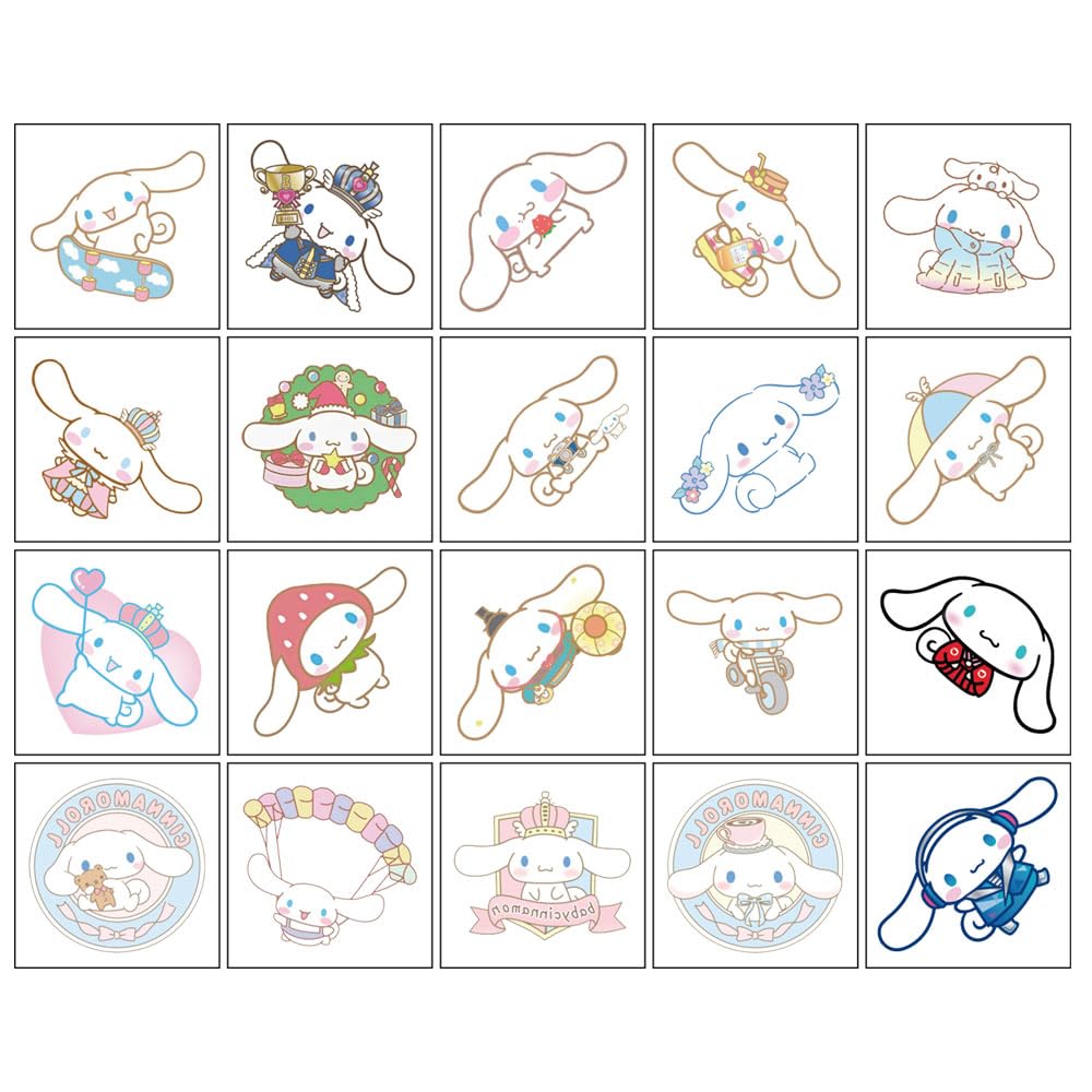 Yangsiw Cinnamoroll Temporary Tattoo for Fans, 20 Sheets Big Temporary Tattoo Body Art Tattoo Stickers,Goody Bag Stuffers Party Bag Fillers (2x2 Inch)