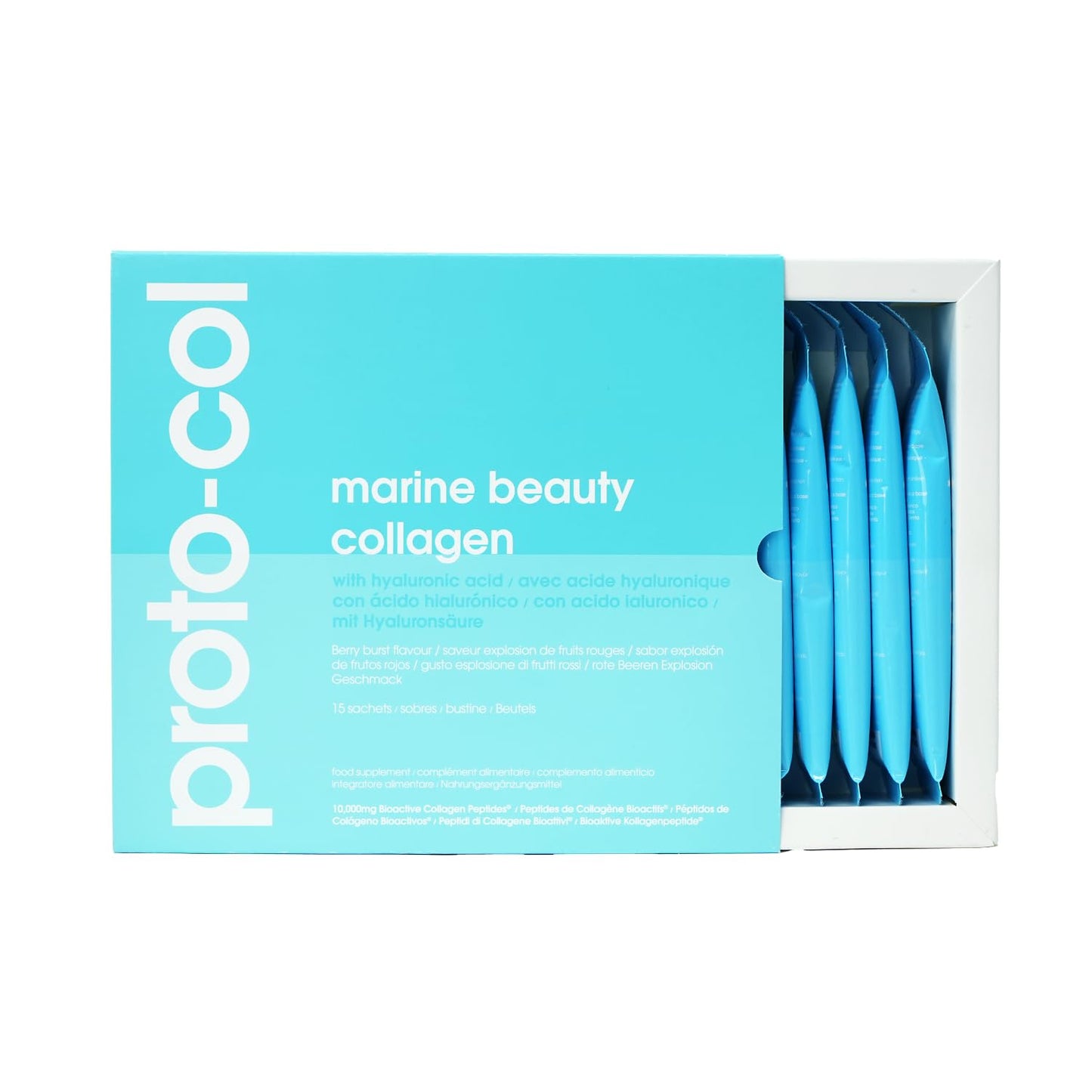 Proto-Col Proto-col Premium 10,000mg Marine Collagen Sachets with Hyaluronic Acid, Vitamin C, UK Made, Premium Sourced, High Absorbtion, Skin Health, Hydration & Anti-Aging Support