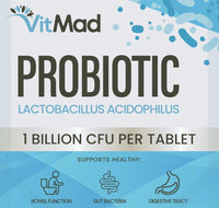 Acidophilus Lactobacillus Probiotic for Digestive & Gut Health, 1 Billion CFU per Tablet - 120 Vegan Tablets