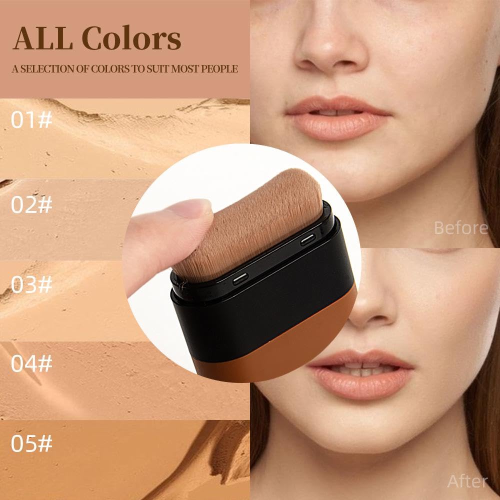Generic Full Coverage Foundation Stick with Built-in Brush, Waterproof Matte Concealer Contour Stick for All Skin Types, Long Lasting Cream Foundation Makeup with High Coverage(#04)
