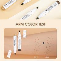 HAORQEE Freckle Pen Freckle Tint Set, 2 Colors Fake Freckles Makeup Pen Natural Lifelike Long-Lasting Waterproof Freckle Stamp for a Natural Sun-Kissed Makeup(Light Brown + Dark Brown)