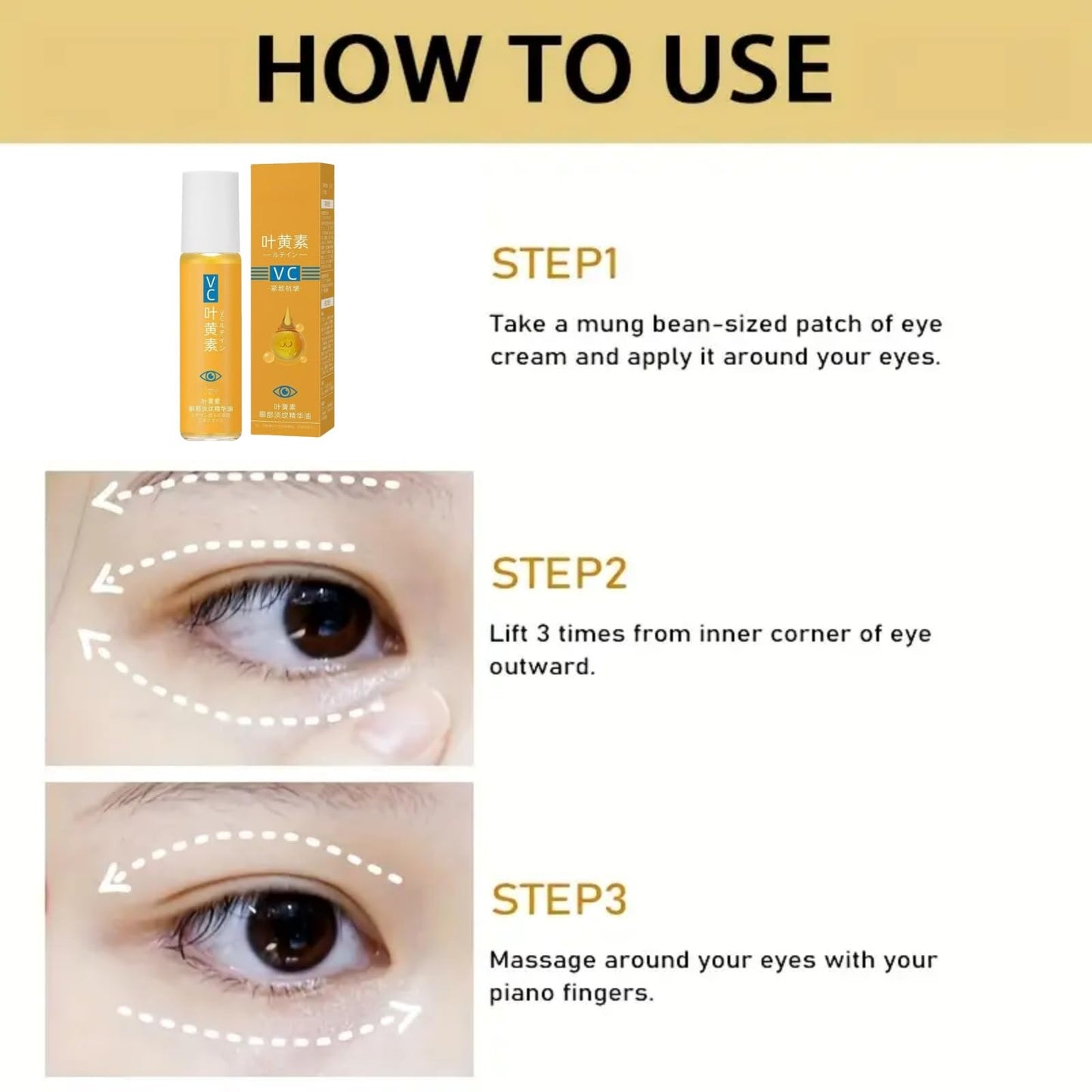 OuXing Lutein Eye Oil,Vitamin C Lutein Eye Oil,Eye Cream for Dark Circles and Puffy E/yes,E/ye Rollerball for Eyes,Lut/ein Essential O/il,Dark Circle Ey/e Cream,L/utein Rollerball