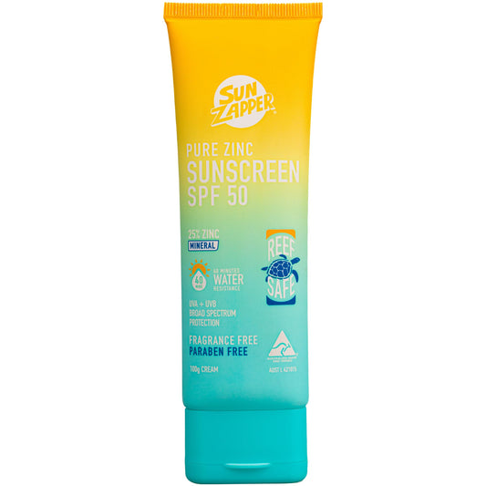 Pure Zinc Sun Cream SPF 50 Sun Zapper Reef Safe Mineral Zinc Sunscreen