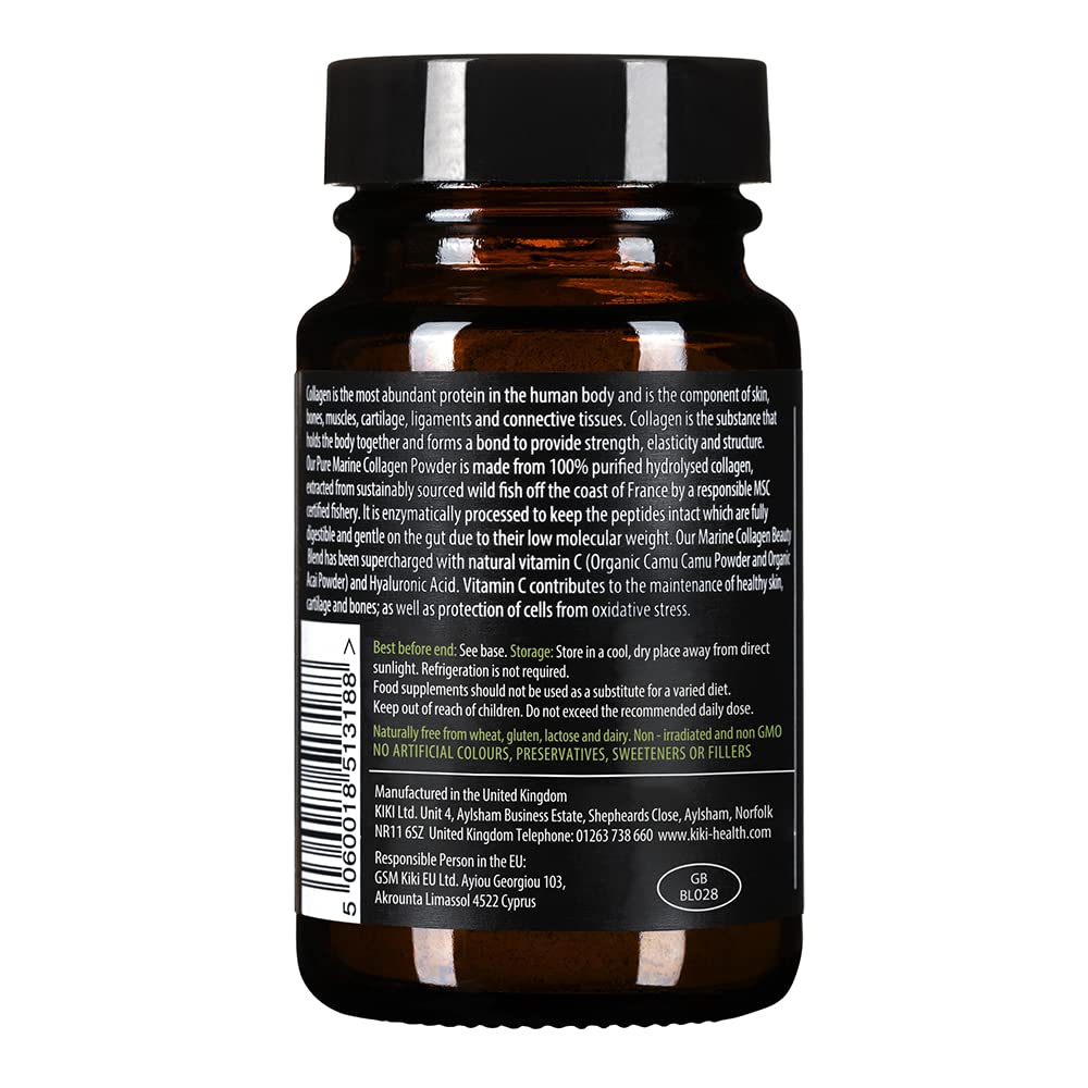 KIKI HEALTH KIKI Health Pure Marine Collagen Powder - Hydrolysed Collagen Supplements - Type 1 Purified Collagen from Wild Fish - Naturally High in Protein for Bones, Joints, & Skin β Gluten Free (20 Gram)