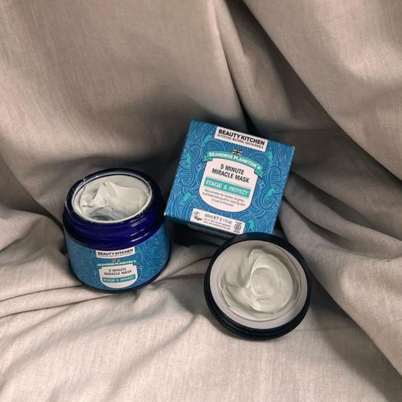 Beauty Kitchen - Seahorse Plankton + 5 Minute Miracle Mask 60ml - Hydrating Facial Mask - Removes Impurities, Removes Redness & Promotes Collagen - Vegan/Cruelty Free