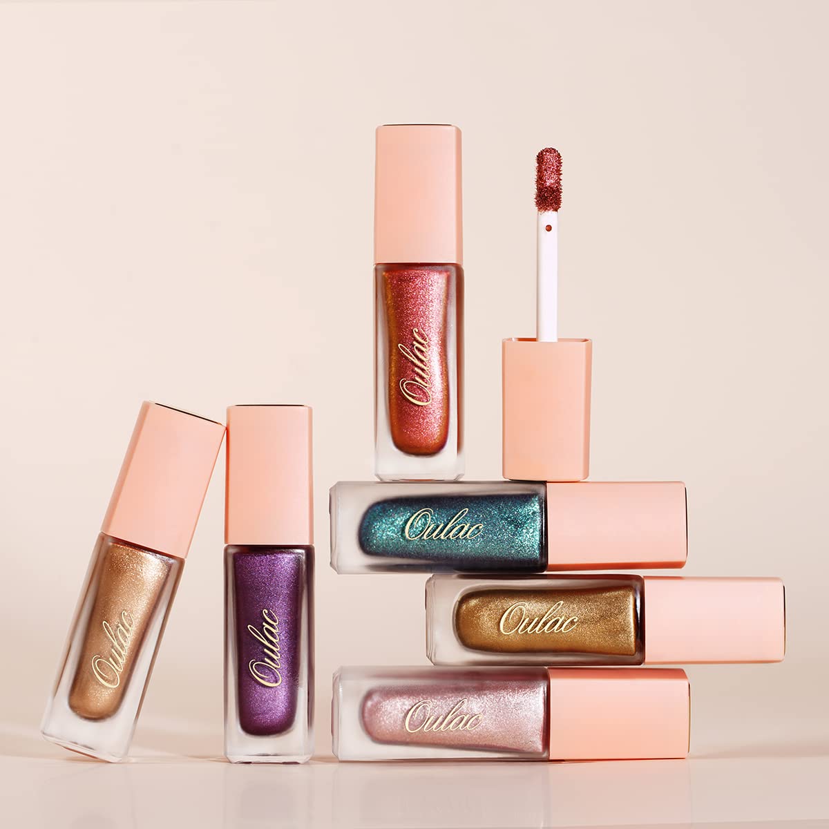 Oulac Liquid Glitter Eyeshadow - Metallic Baby Pink Eyeshadow Shimmer Eyeshadow & Eyeliner, Blendable Sparkly Eye Make-up, Crease Resistant, Non-Greasy, Vegan, Cruelty-Free, 5.4g, Pink Volt (15)