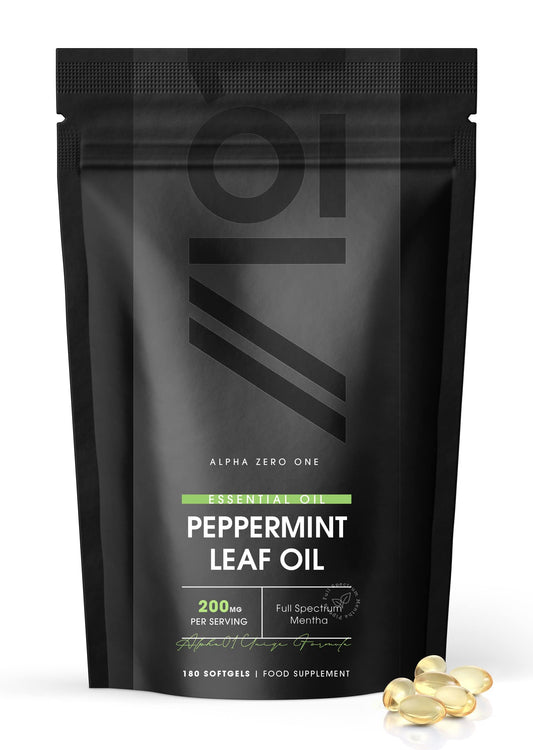 ALPHA01 Peppermint Oil 200mg - Cold-Pressed 180 Capsule Softgels (6 Months Supply) - Fast Absorbing & Easy to Digest - 100% Natural Peppermint Oil Digestive Supplement