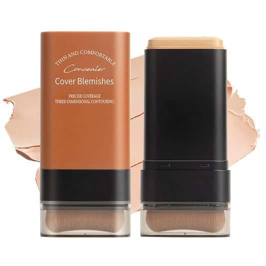 Boxiatil Multi-purpose Foundation Stick with Built-In Brush, Face Makeup, Natural Long-lasting Masking Foundation for Daily Use (01#, 20g)