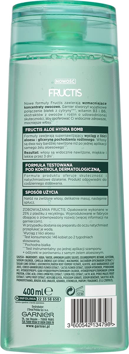 Garnier Fructis Aloe Hydra Bomb Shampoo 400ml