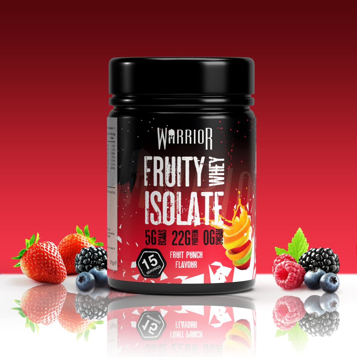 Warrior, Fruity Clear Whey Isolate – Rapid Digesting Protein Powder – Refreshingly Fruit Flavoured Shakes – Post Workout, Low Sugar, 15 Servings (Fruit Punch, 375g)