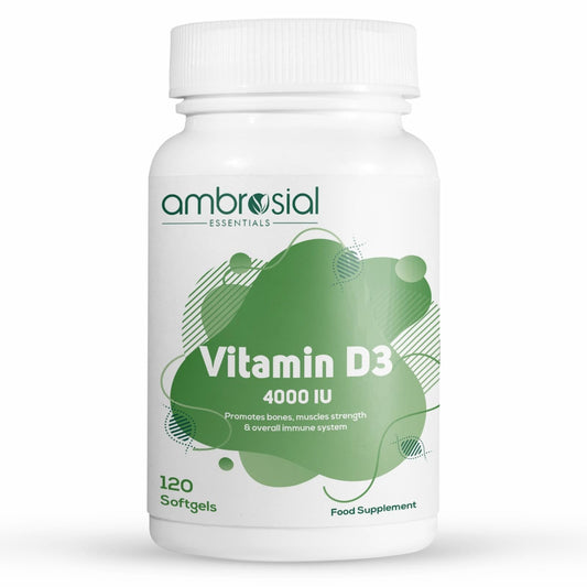 AMBROSIAL Ambrosial Vitamin D3 4000 IU (100 mcg) |Vitamin D Tablets for Healthy Bones and Teeth | Vitamin D 4000iu Supports Immunity and Muscle Function | Gluten Free (Pack of 1_120 Softgels)