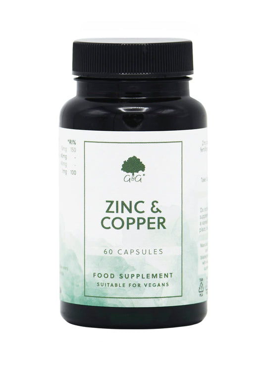 Zinc & Copper Supplement | 15mg Zinc & 1mg Copper per Capsule | 60 Vegan Capsules | G&G Vitamins