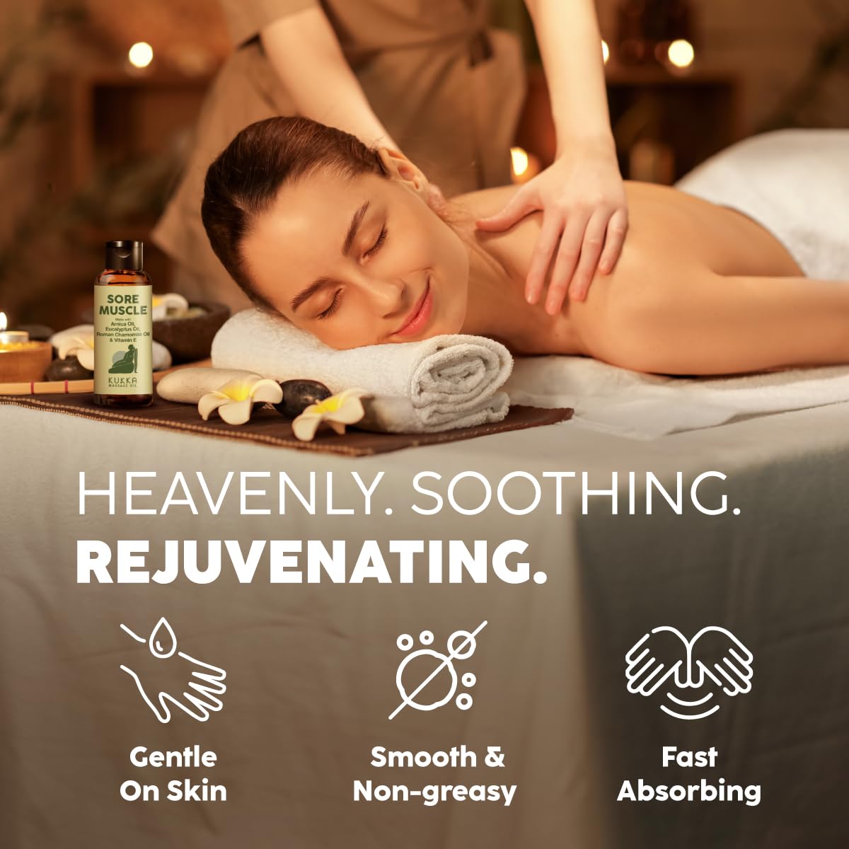 KUKKA essential oils Kukka Sore Muscle Massage Oil for Professional Massages - 100 ml - Made with Eucalyptus & Roman Chamomile, Relaxing Body & Face Oil for Sore Muscles, Spa & Yoga, Fast-Absorbing