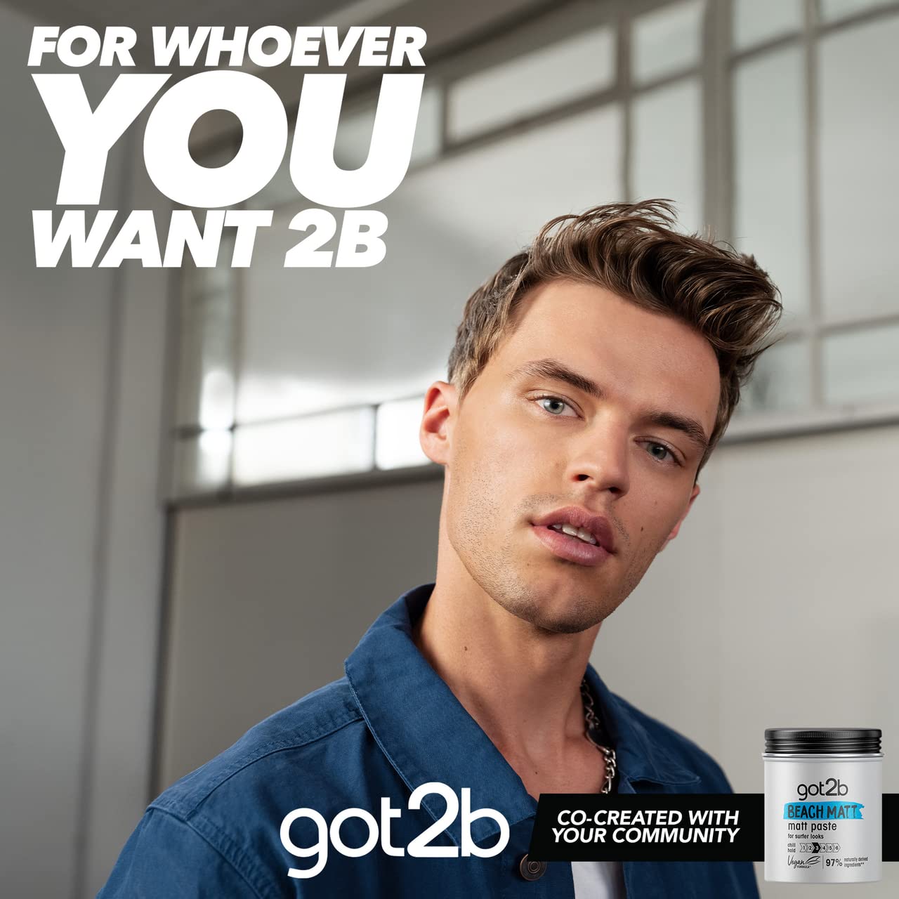 Got2b Beach Matt, Medium Hold, No Stickiness, Matt Texture Hair Paste, 100ml