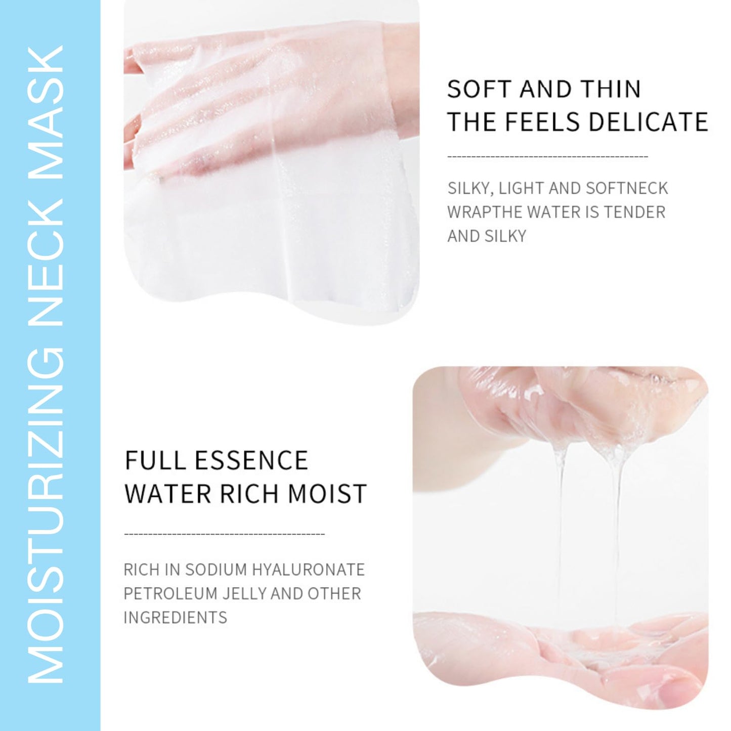 Firming Rejuvenating Neck Mask, Neck Mask For Tightening And Firming, Neck Tightening Mask With Hyaluronic Acid, Sheet Neck Masks For Wrinkles, Moisturizing Mask For Neck Line Romoval, 6PCS