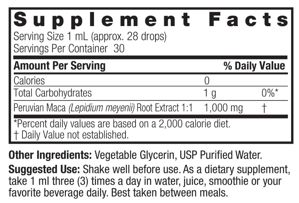 Generic Natural's Answer MacaRoot 1000mg, Gluten-Free, Alcohol-Free, 30 ml