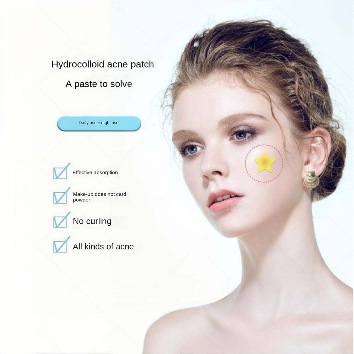 GUOUURR Star Hydrocolloid Pimple Patches - PE Water Colloid Acne Stickers, Thin Lightweight Concealing Dots with Cute Star Design, 32pcs Portable Acne Patches for Teens & Adults, Invisible Spot Treat