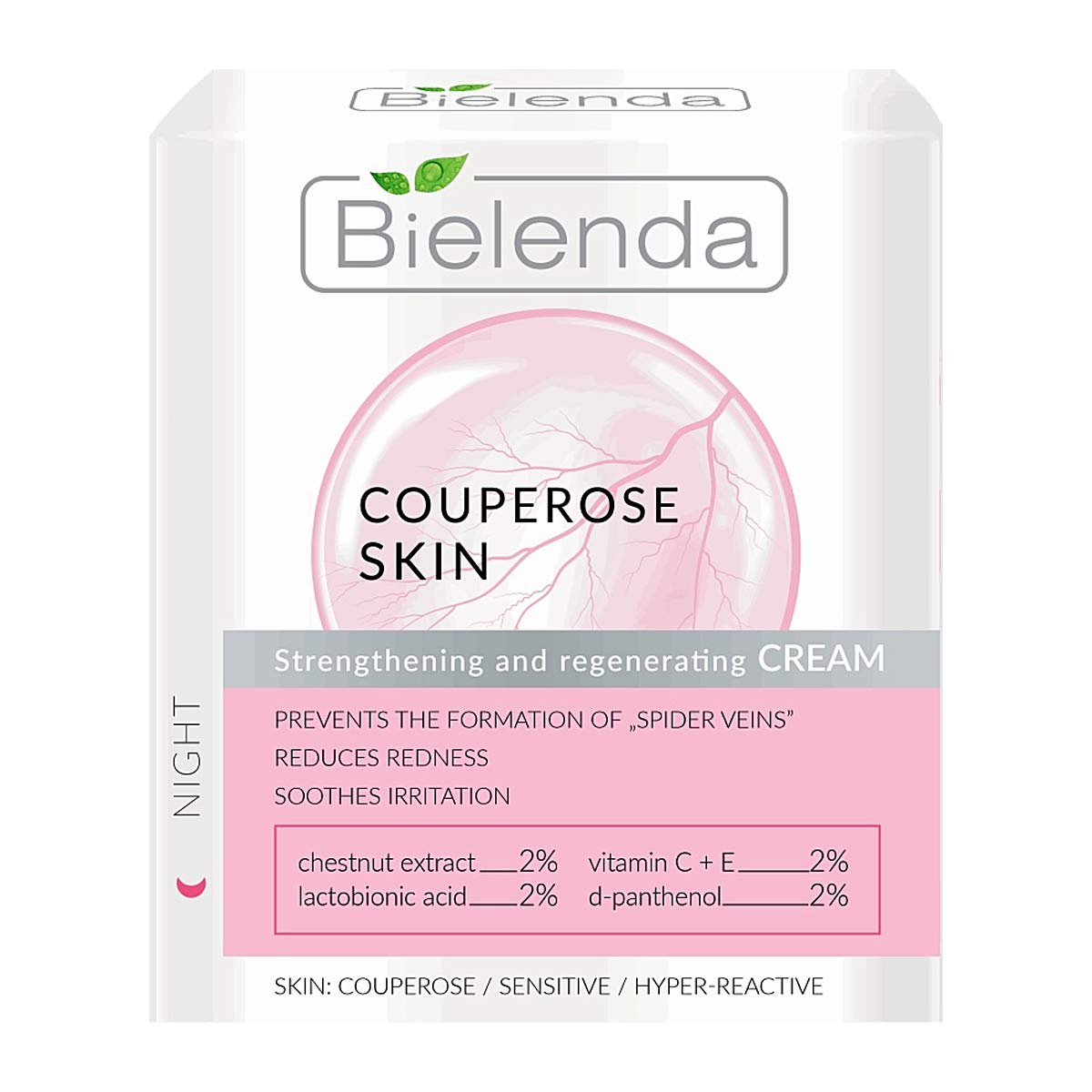 Bielenda Couperose Skin Anti-Redness Face Night Cream Capillary Repair 50ml