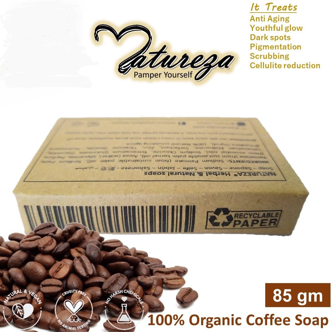 Generic Handmade Organic Coffee scrub soap Anti Acne Anti aging 90g