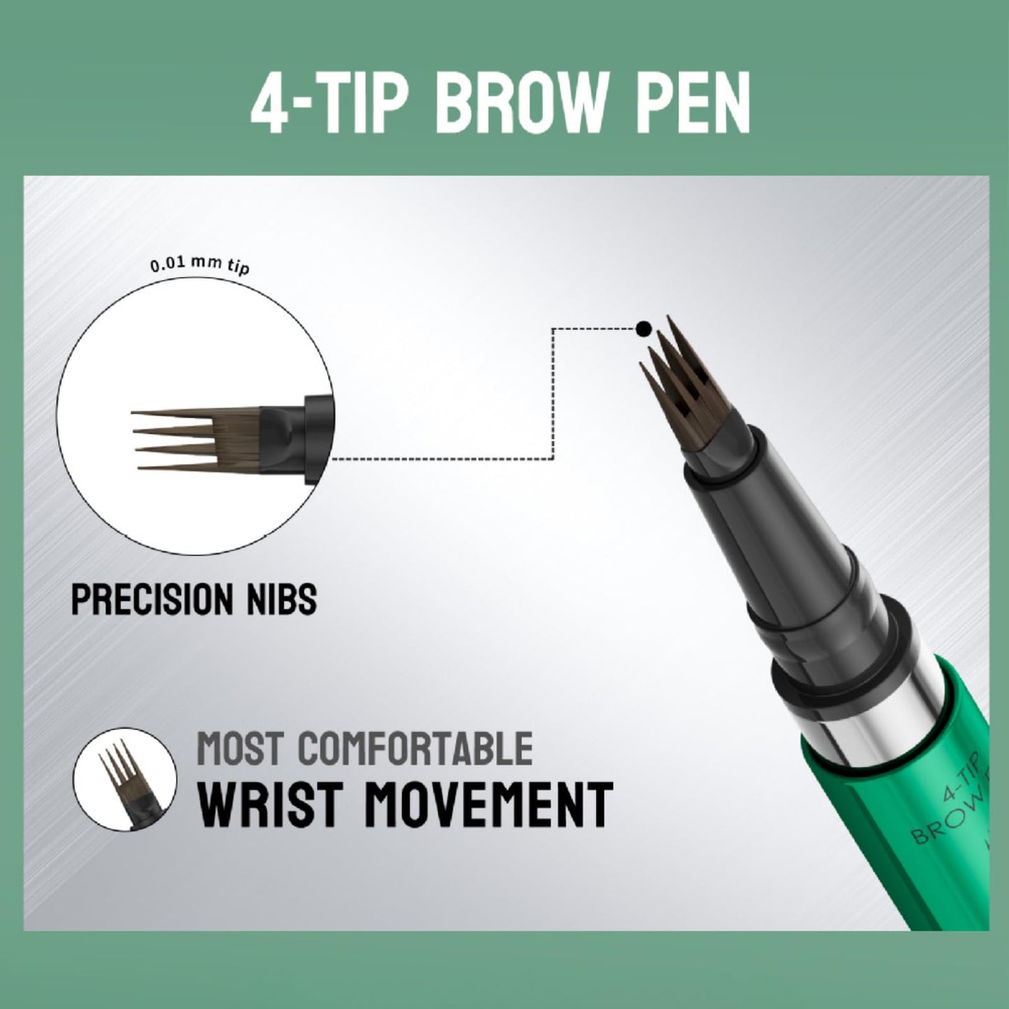 Brown Eyebrow Pencil - Microblading Eyebrow Pen With Micro 4-Fork Soft Tip - Waterproof Long Lasting Resistant To Smudging Brow Pencil - Upgrade Easy To Use Brow Pen For Beginners Natural Makeup