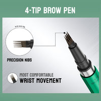 Brown Eyebrow Pencil - Microblading Eyebrow Pen With Micro 4-Fork Soft Tip - Waterproof Long Lasting Resistant To Smudging Brow Pencil - Upgrade Easy To Use Brow Pen For Beginners Natural Makeup