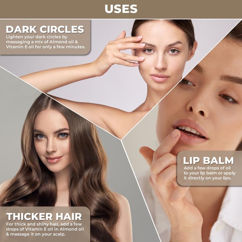 100% Pure Vitamin E Oil | Vitamin E Oil for Scars & Hair | 22500 IU, Non-GMO Verified | Skin Care | Face Oil | Moisturizing Oil | Cuticles and Nails Care