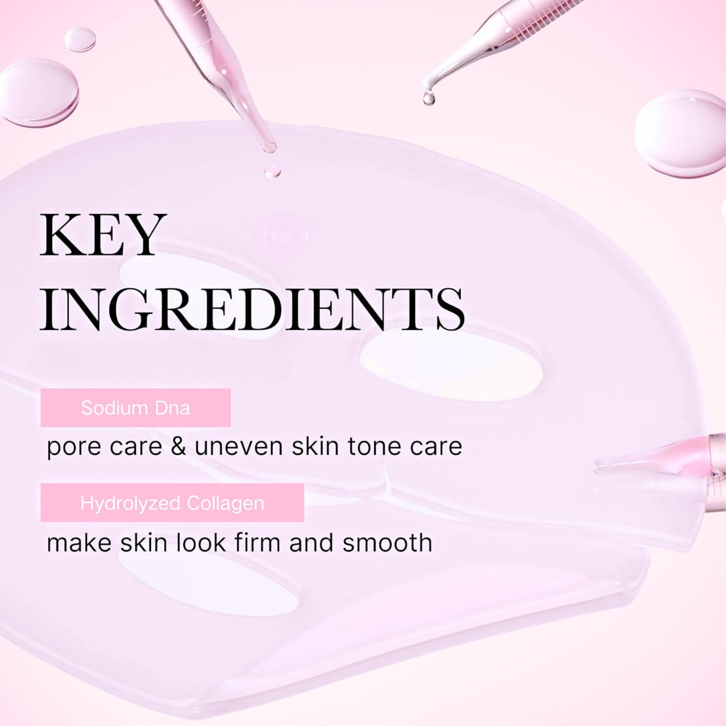 6pcs Pink Collagen Jelly Gel Face Mask - Overnight Face Mask For Glass Glow Skin, Korean Glass Skin Collagen Mask With Deep Moisturizing, Firming & Barrier Repair, Vegan & Cruelty-Free
